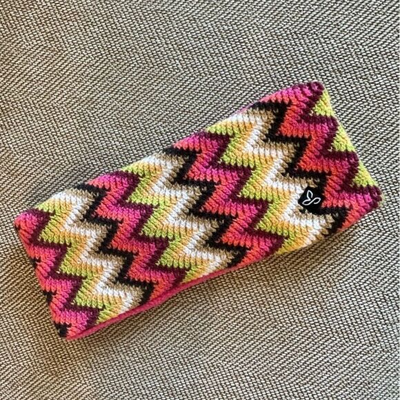 Prana Pink Multicolor Zig Zag Scarf and Headband - Picture 3 of 5